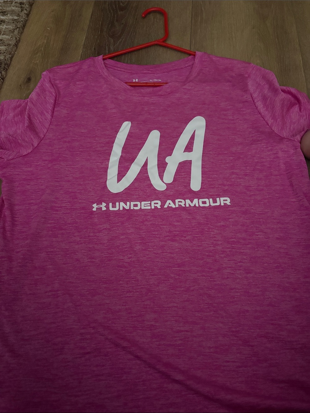 Under Armour Girls Heather Pink UA Logo Tee